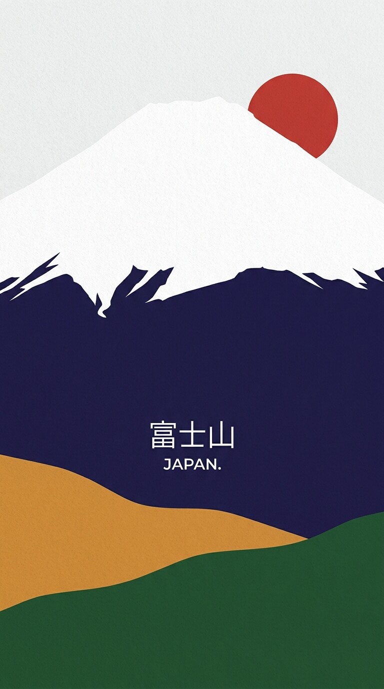 ミニマルポスター風の富士山AIアート画像