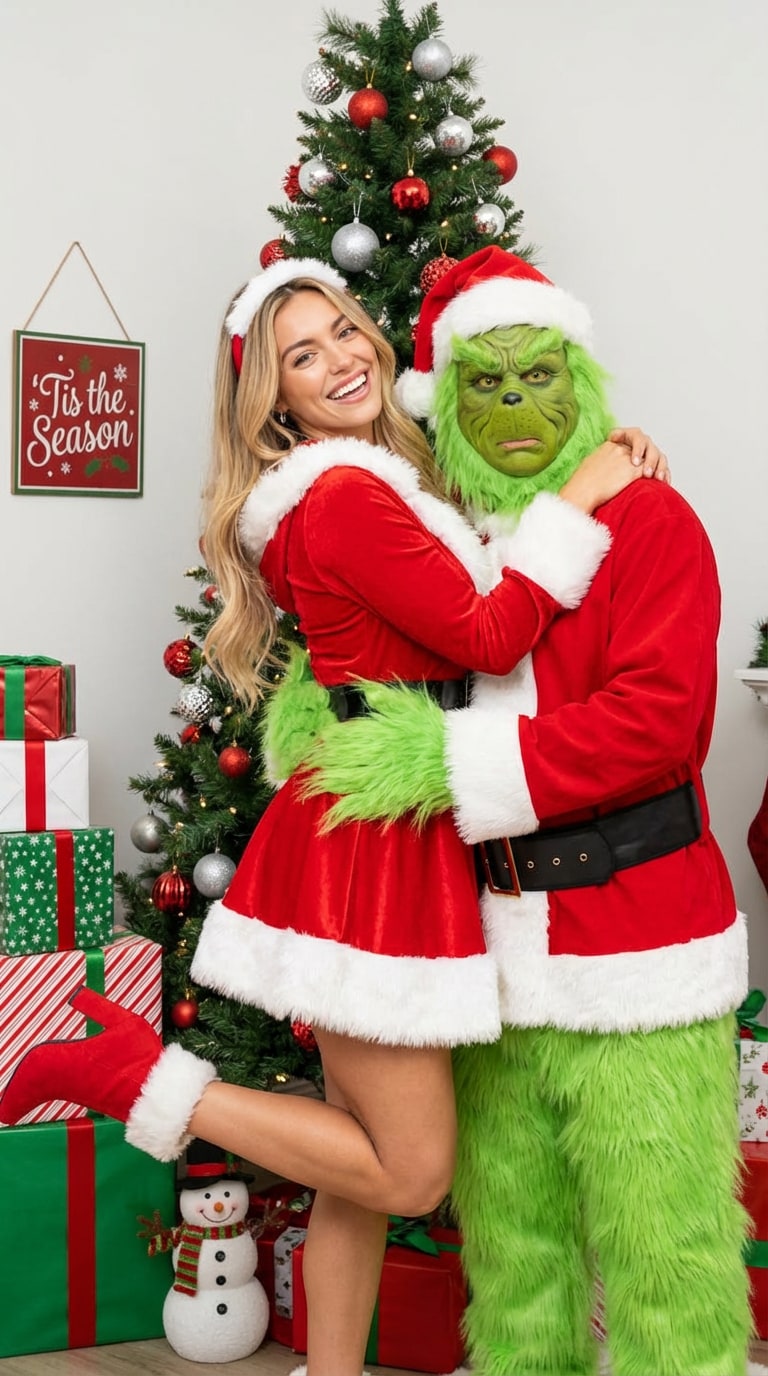 Santa outfit hug with the Grinch template