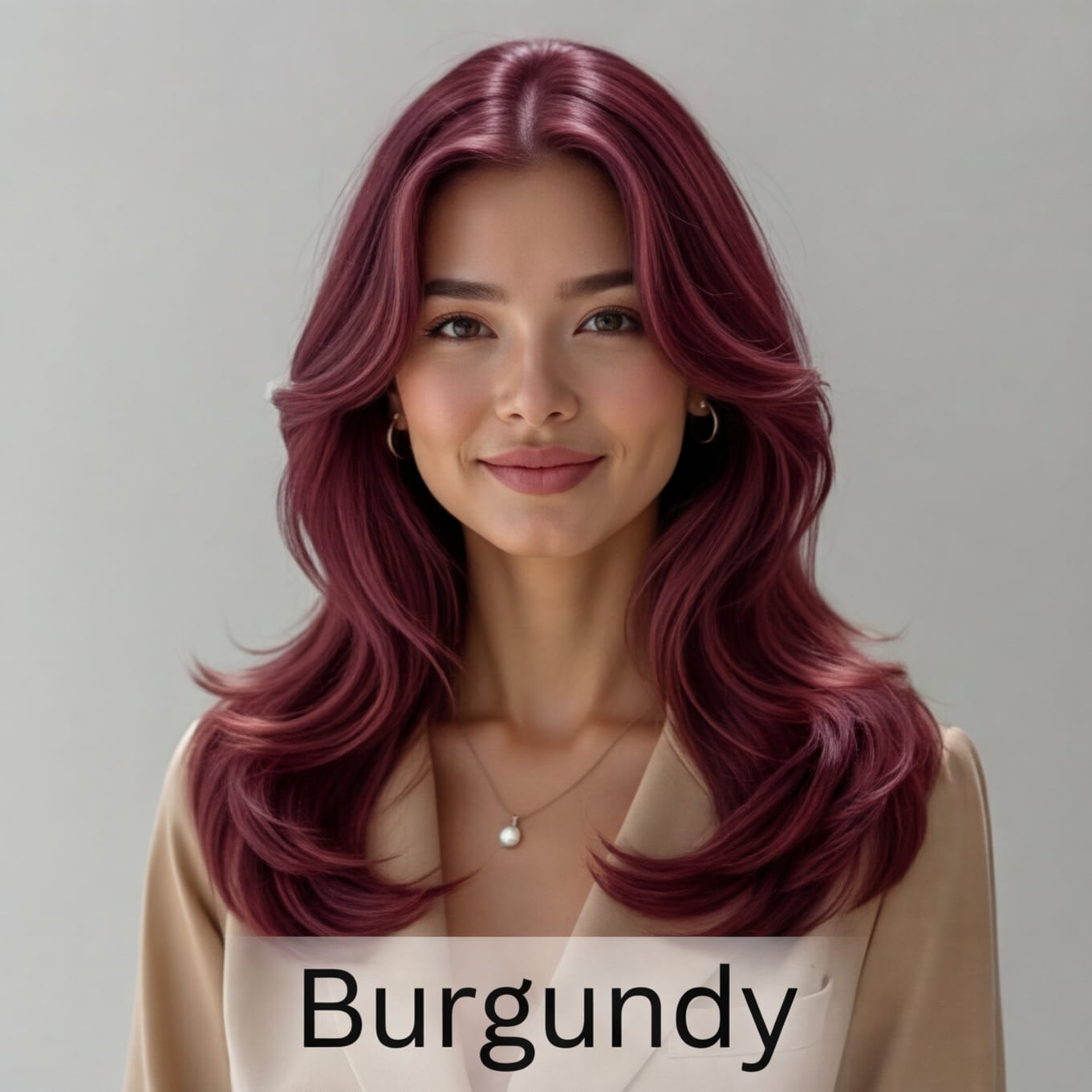 Female hair color try-on - Burgundy