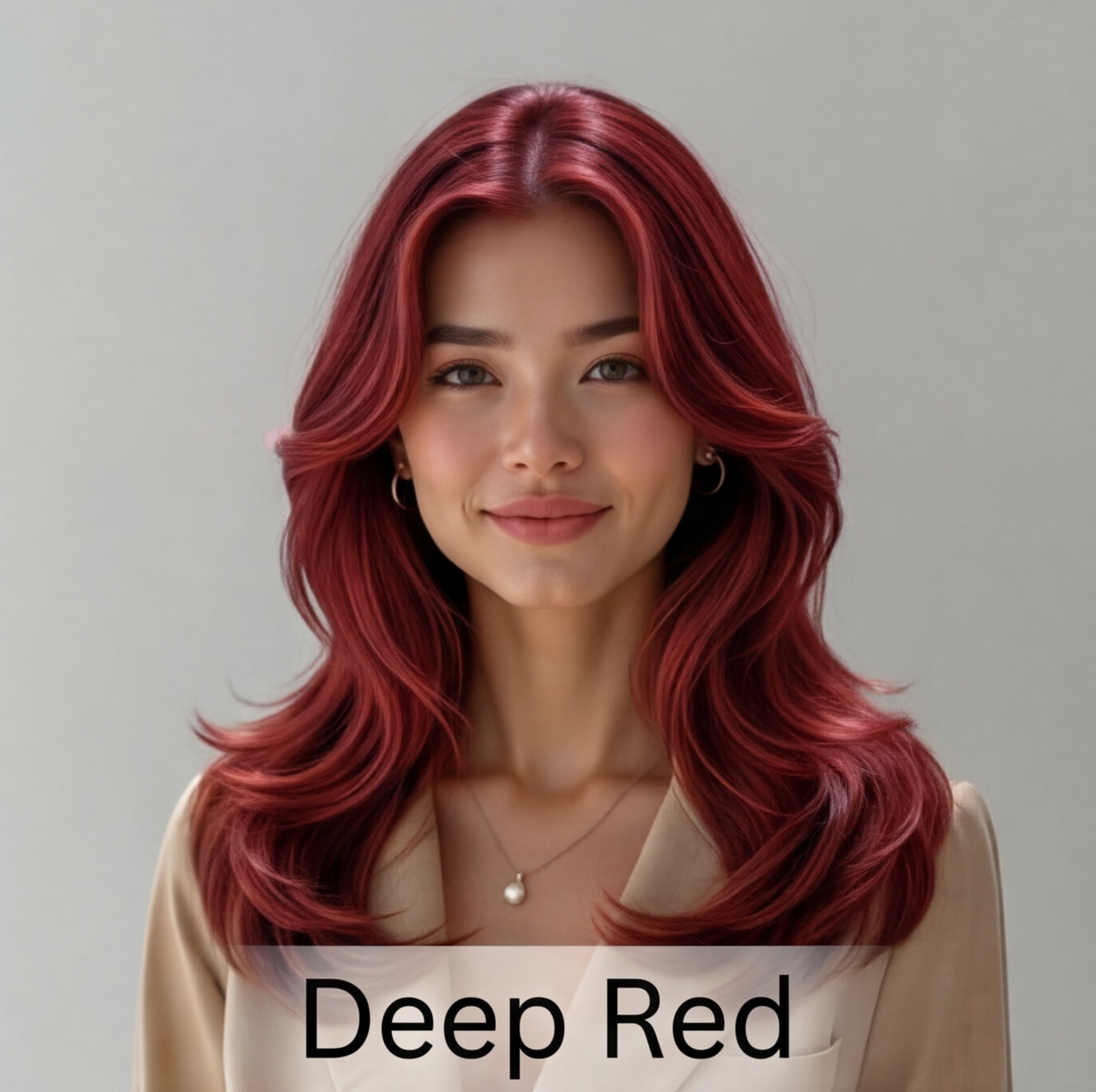 Female hair color try-on - Deep Red
