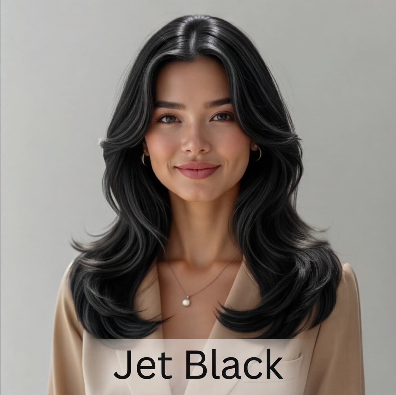Female hair color try-on - Jet Black