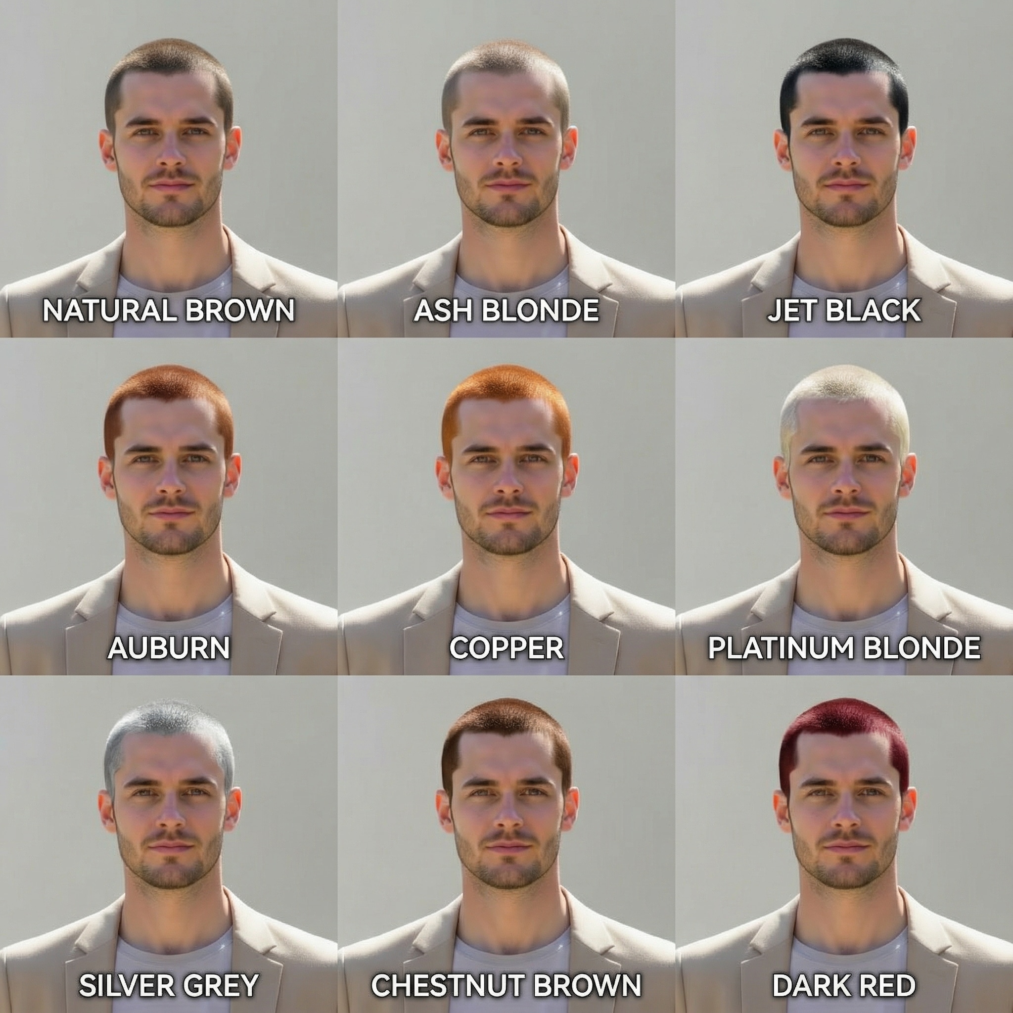 male AI hair color grid