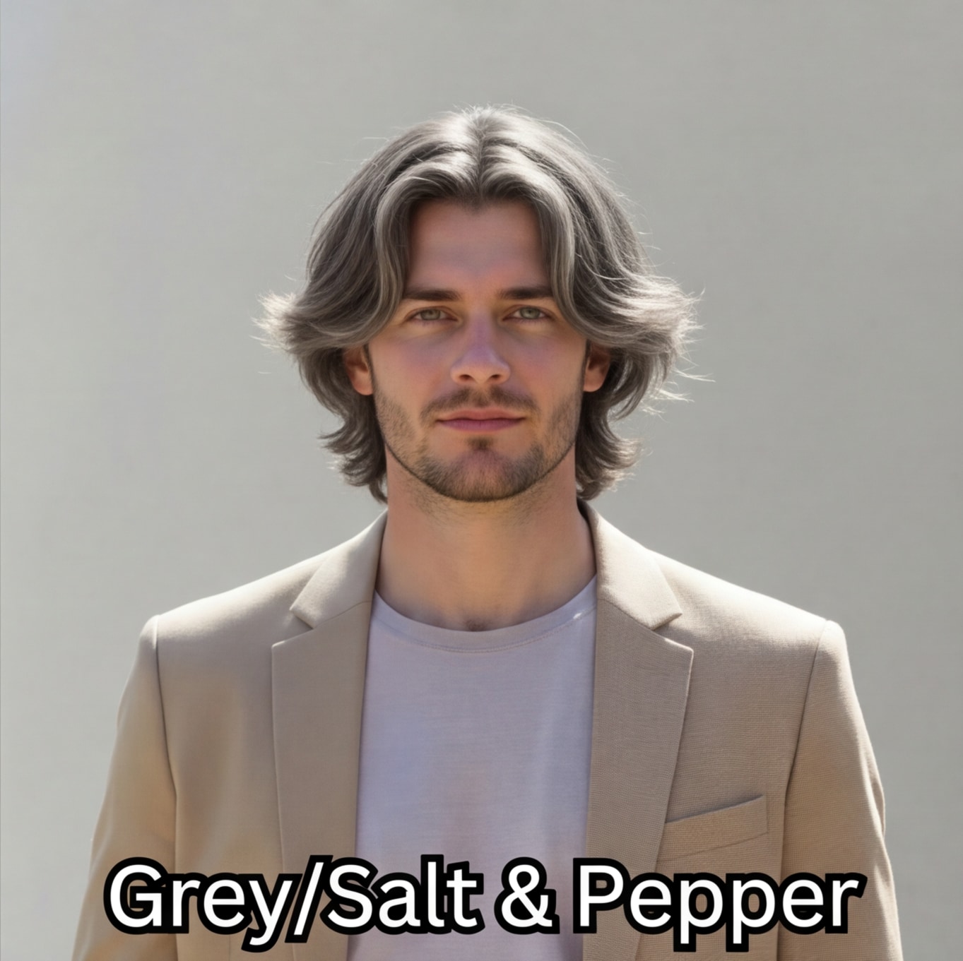 Male hair color try-on - Grey Pepper