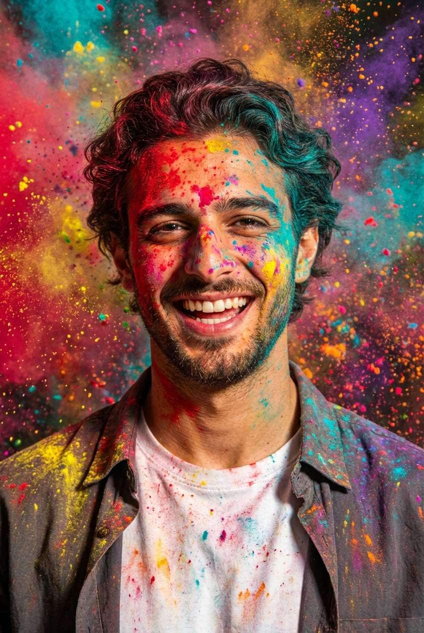 Gemini AI Holi photo template 1