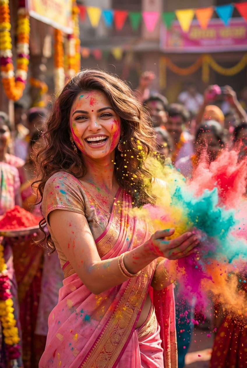 Gemini AI Holi photo template 2