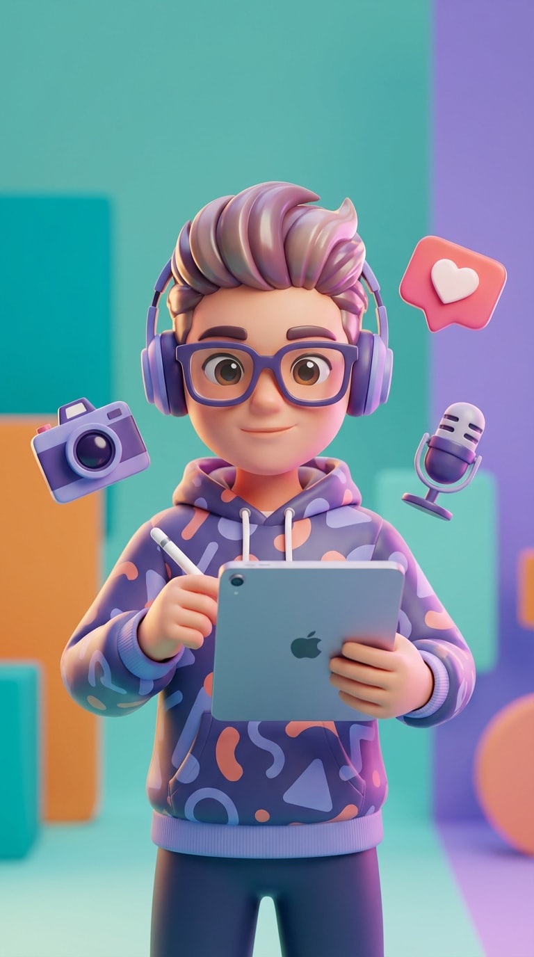 ai image generator free cartoon example 3d social illustration