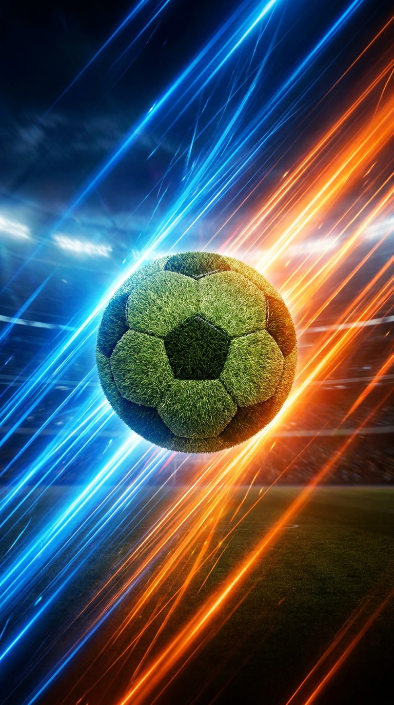 青とオレンジのサッカー対戦背景