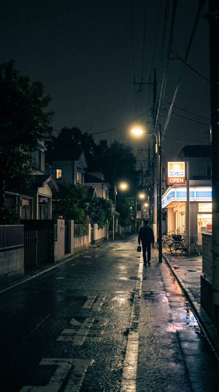 ミニVlog夜散歩背景AI画像