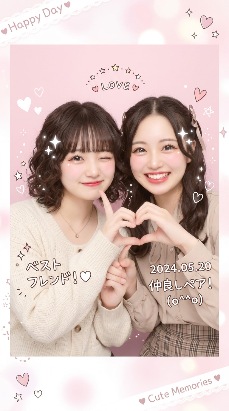 プリクラ風AI加工画像