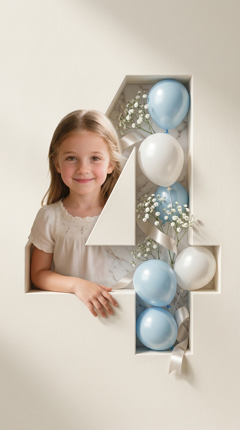 Golden balloon birthday poster prompt