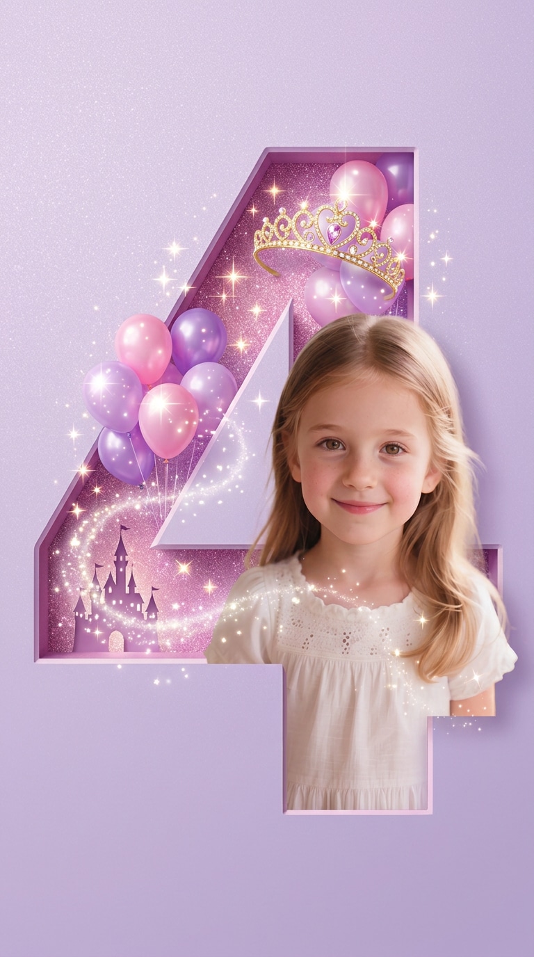 Kids princess birthday poster prompt