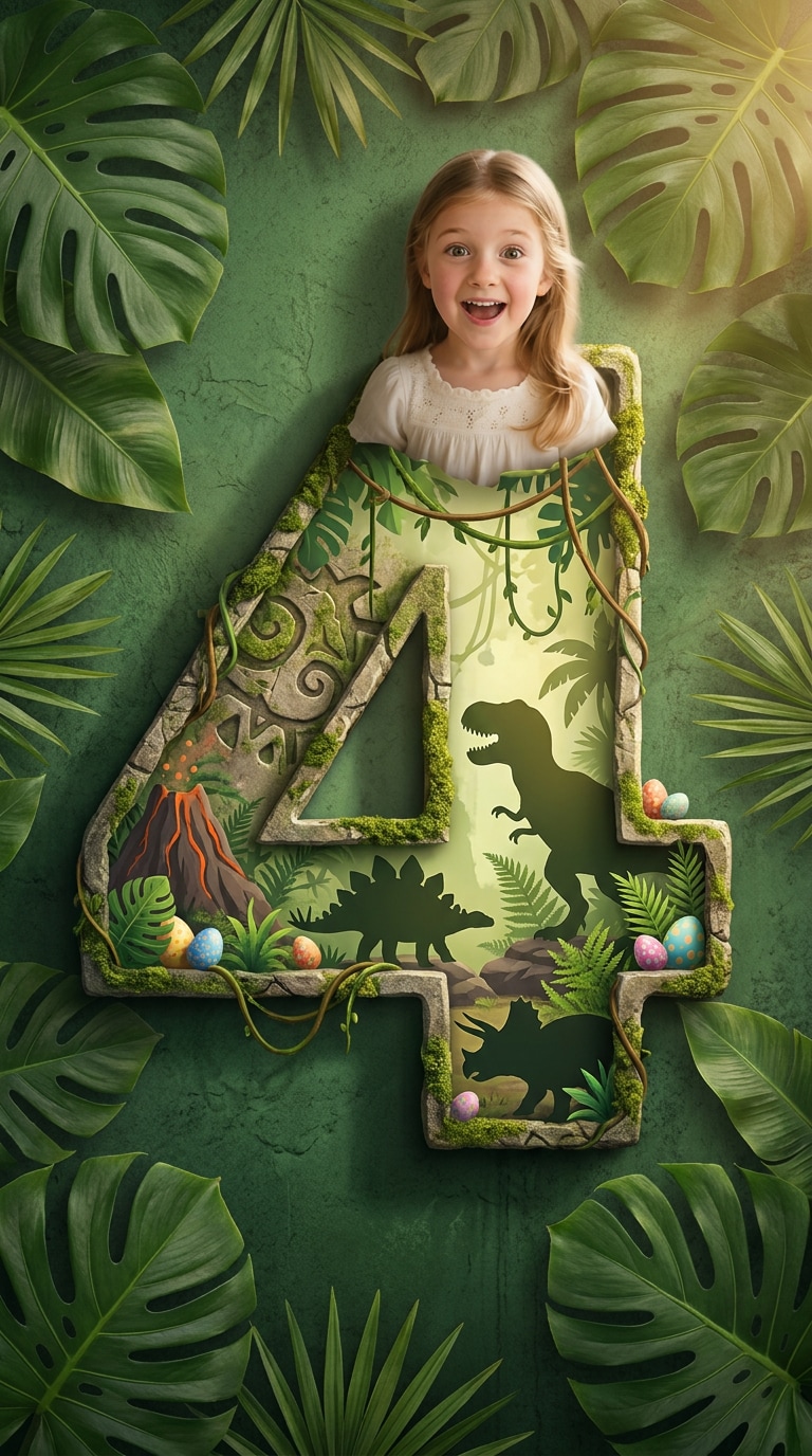 Kids dino adventure birthday prompt