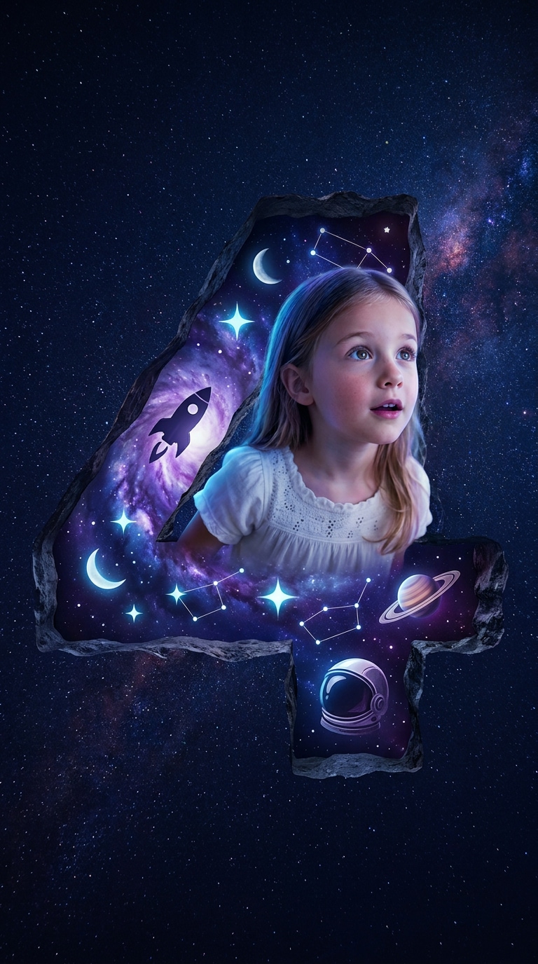 Kids outer space birthday poster prompt