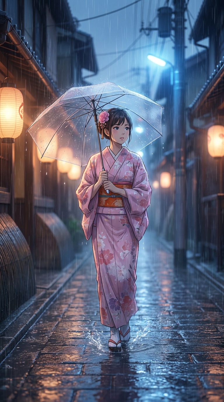 Shinkai rain scene