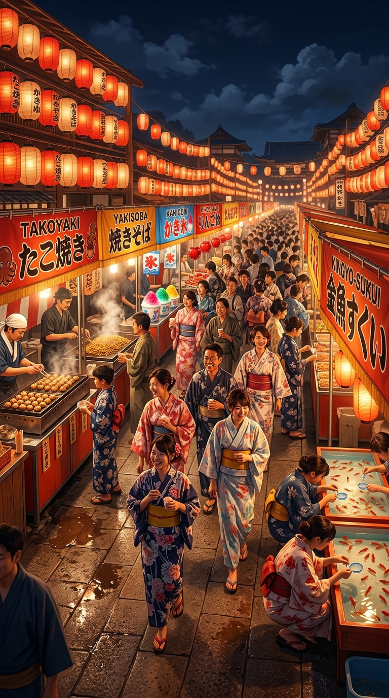 屋台通りAI画像素材