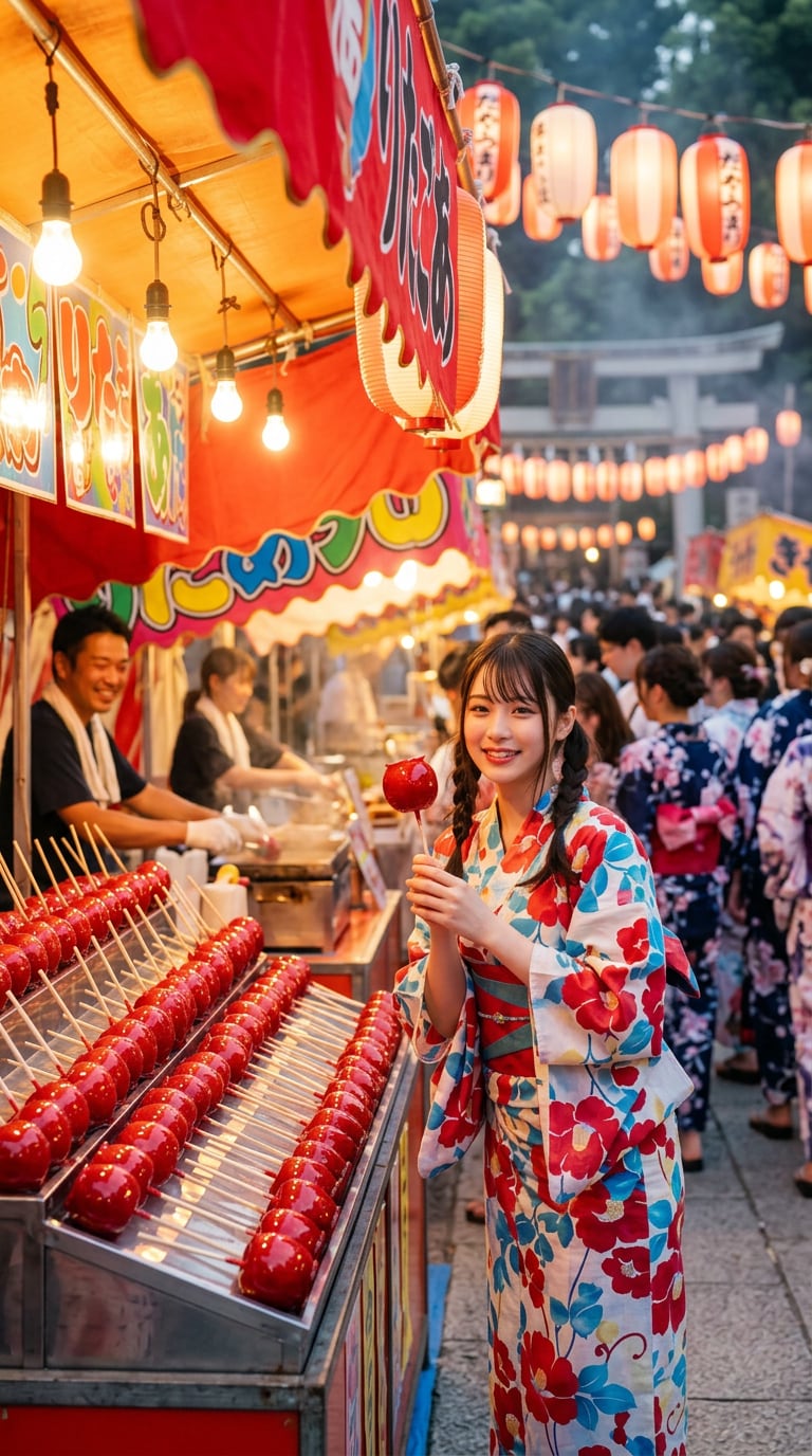 りんご飴屋台AI画像