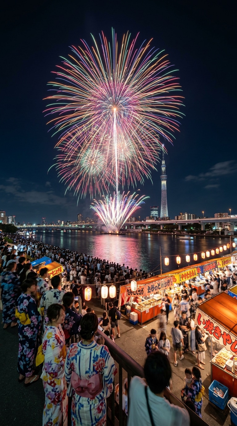 隅田川花火大会風AI画像