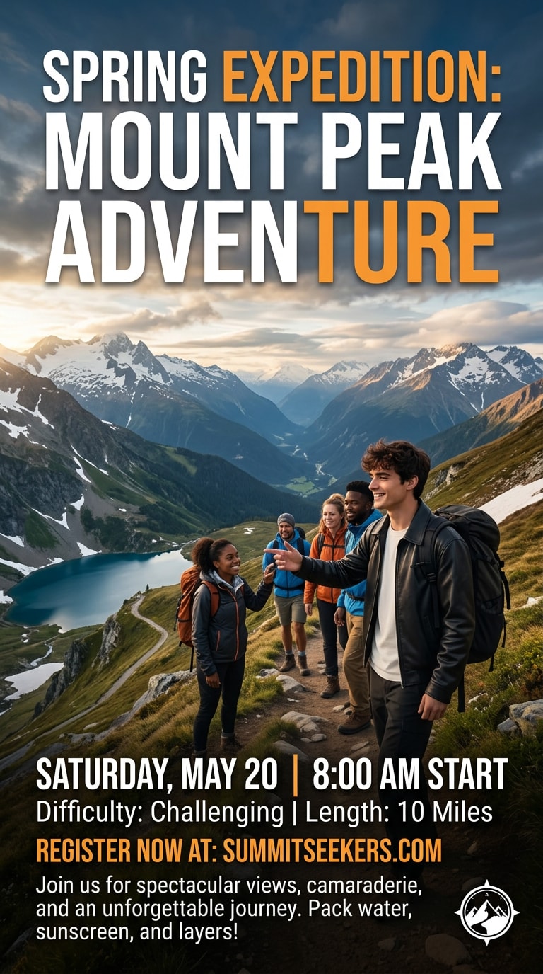 Hiking Club Event Poster Prompt