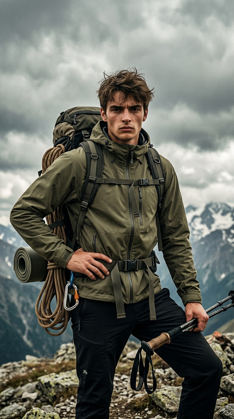 Mountain Hiker AI Poster with Expedition Backpack