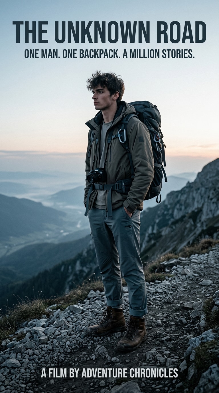 Adventure Magazine Cover Style Hiker Poster