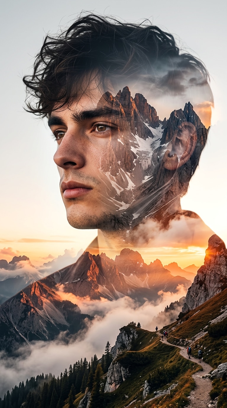 Expedition Campaign Poster with Dramatic Mountain Range
