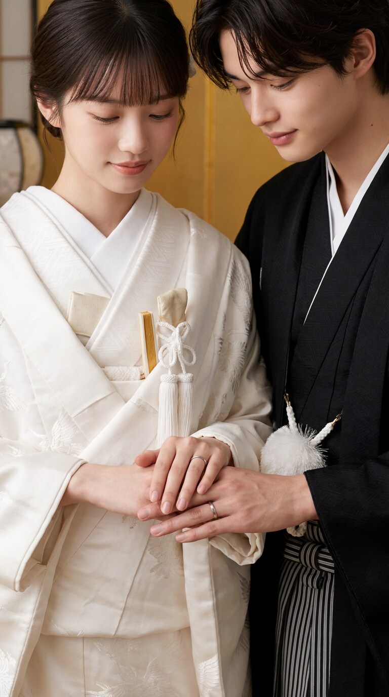 短い手書きメッセージ付きAI結婚写真