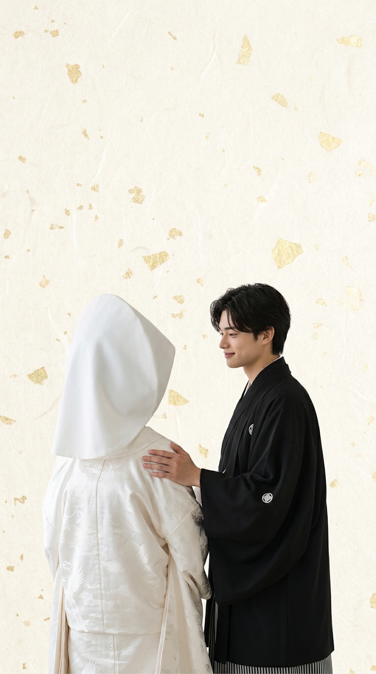 柔らかなスタジオライトの白無垢AI写真