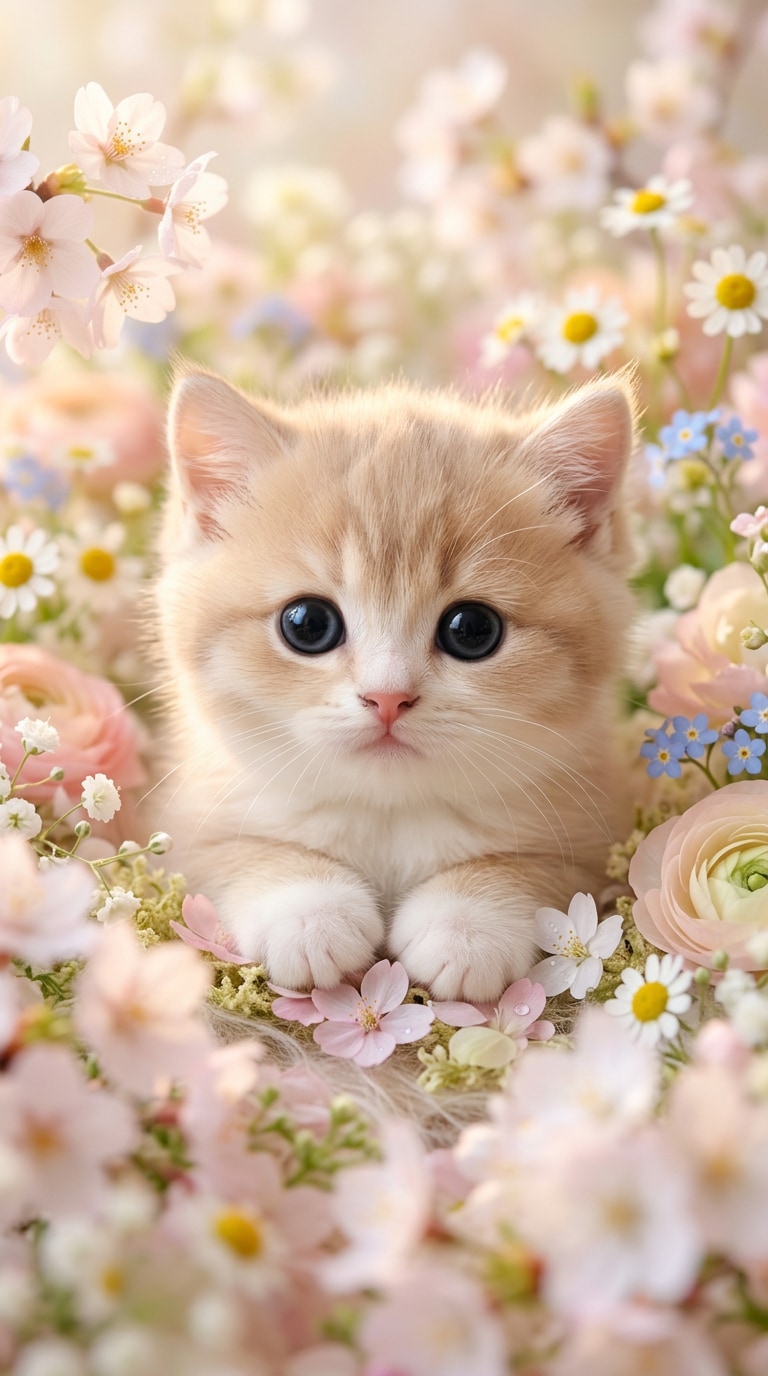 花に囲まれた可愛いペットプロフィール