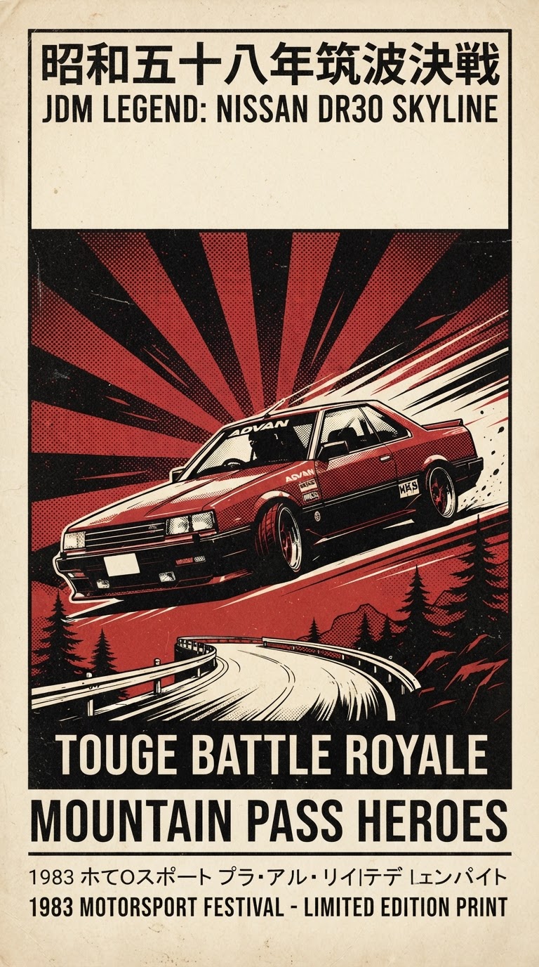 Vintage Japanese Racing Poster Prompt