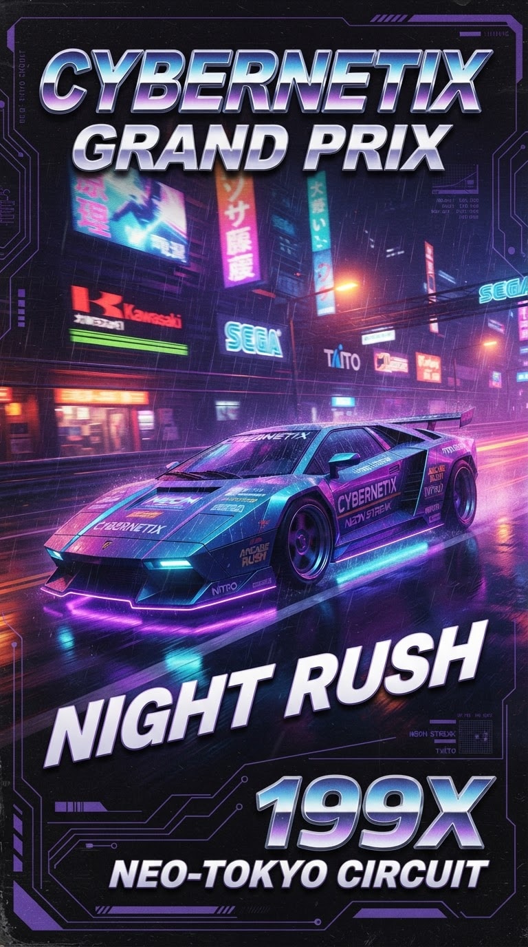Cyberpunk Racing Poster Prompt