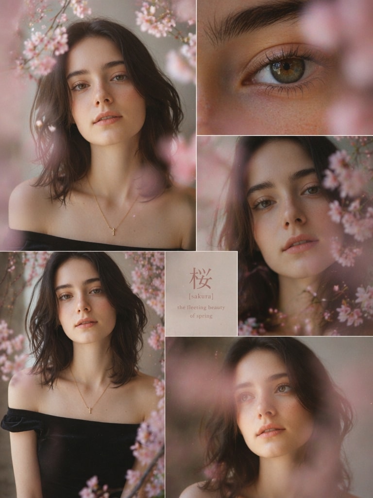 Sakura Lens Blur Collage prompt
