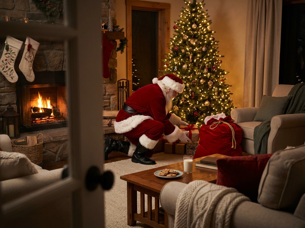 After Image Santa Gifts Living Room