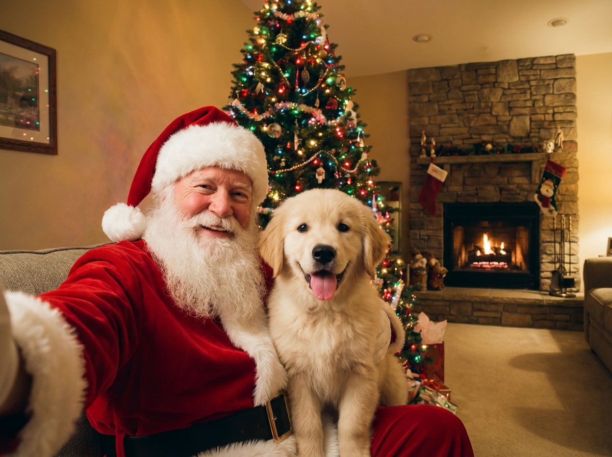 After Image Santa Dog Selfie