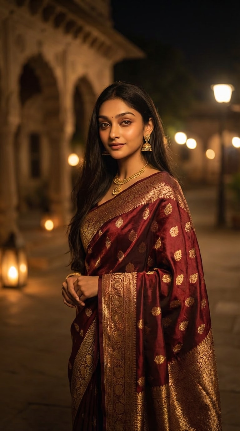 Night Photography Saree