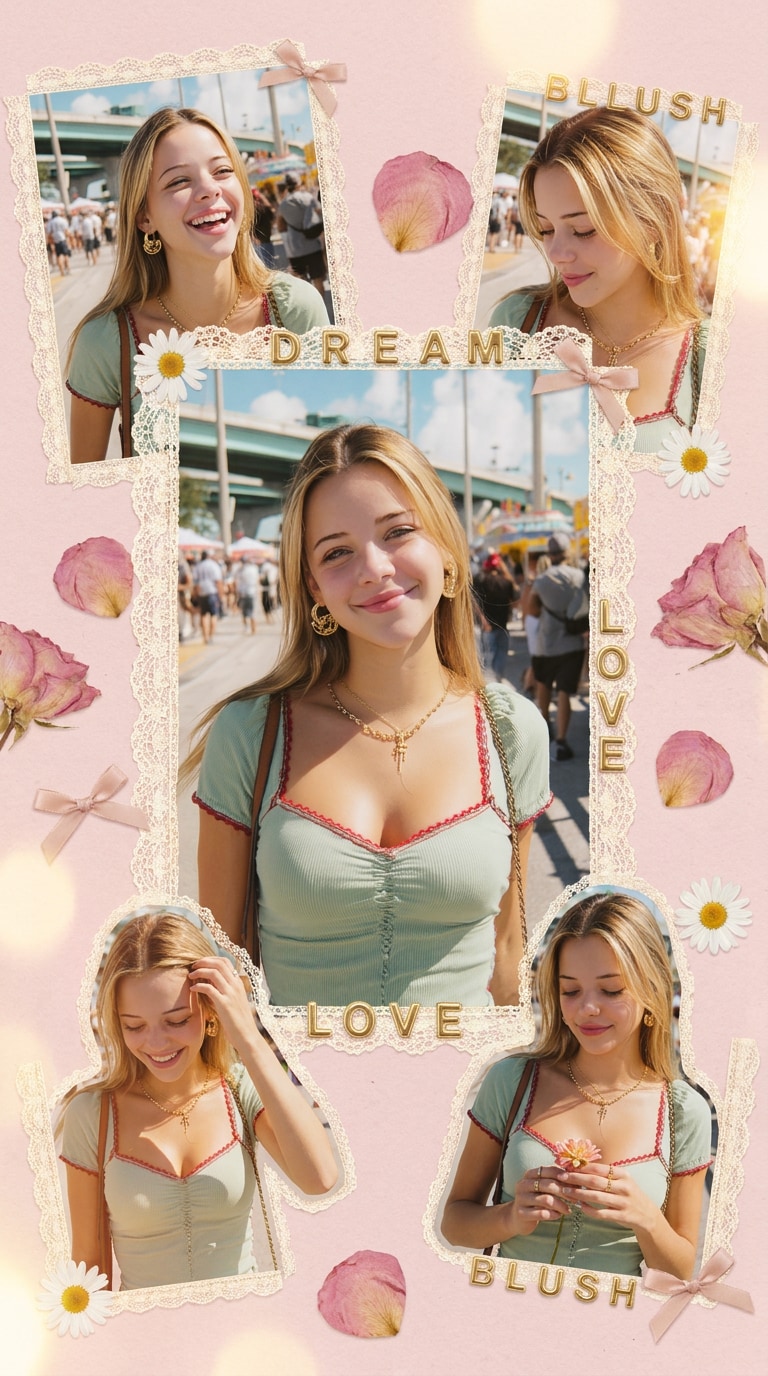 Blush pink romantic scrapbook AI prompt