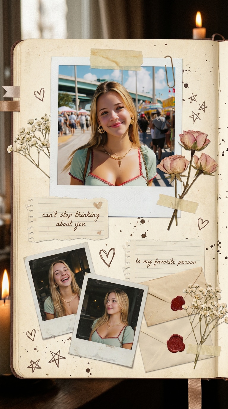 Love letter scrapbook style AI prompt