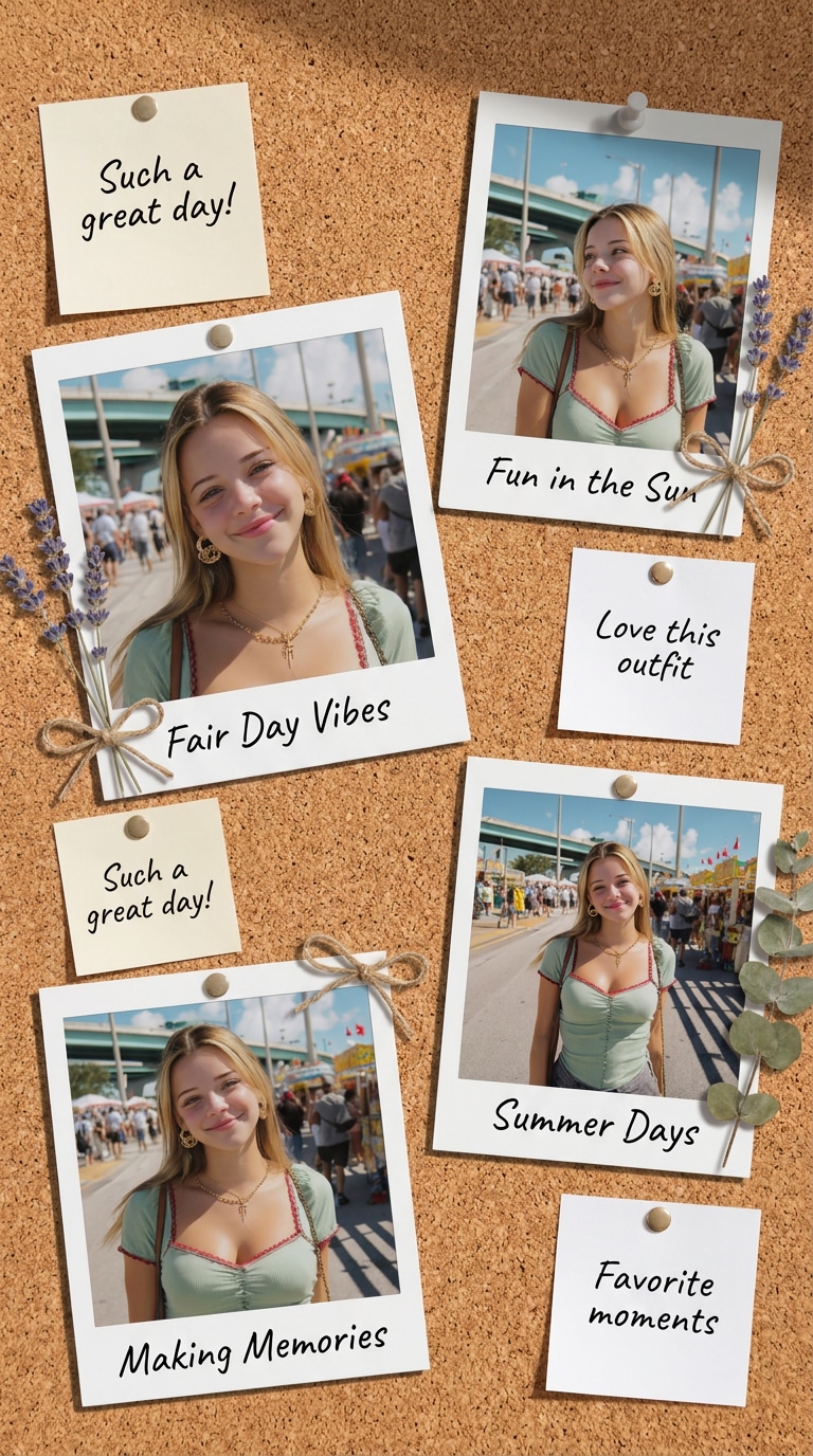 Cork board Polaroid scrapbook prompt