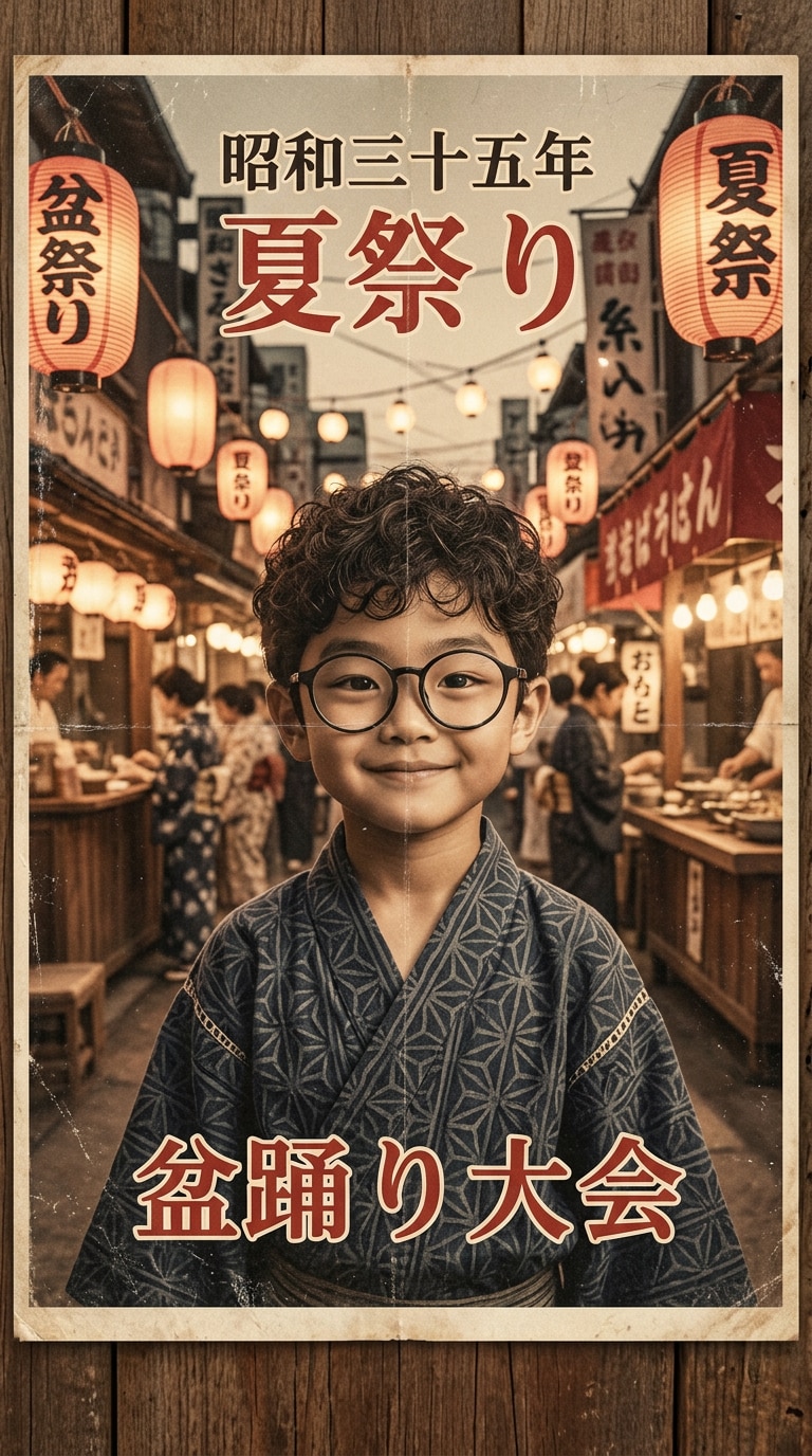 昭和夏祭りポスター風AI画像