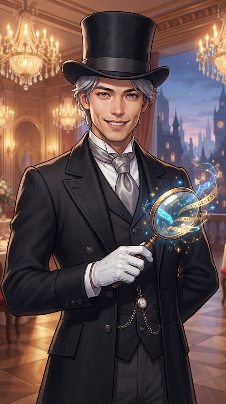 Silver-haired gentleman detective Silver Palace AI prompt