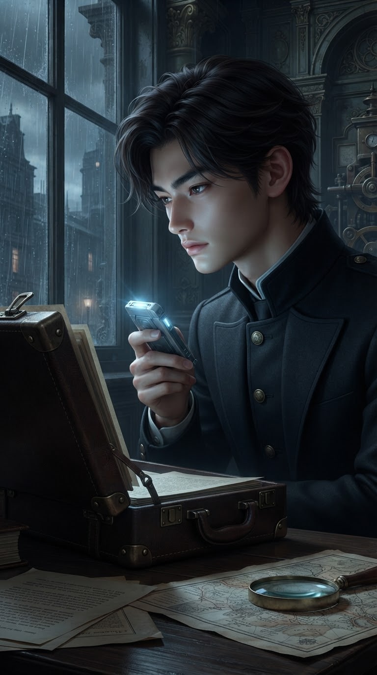 Noir case file Silver Palace-inspired character prompt