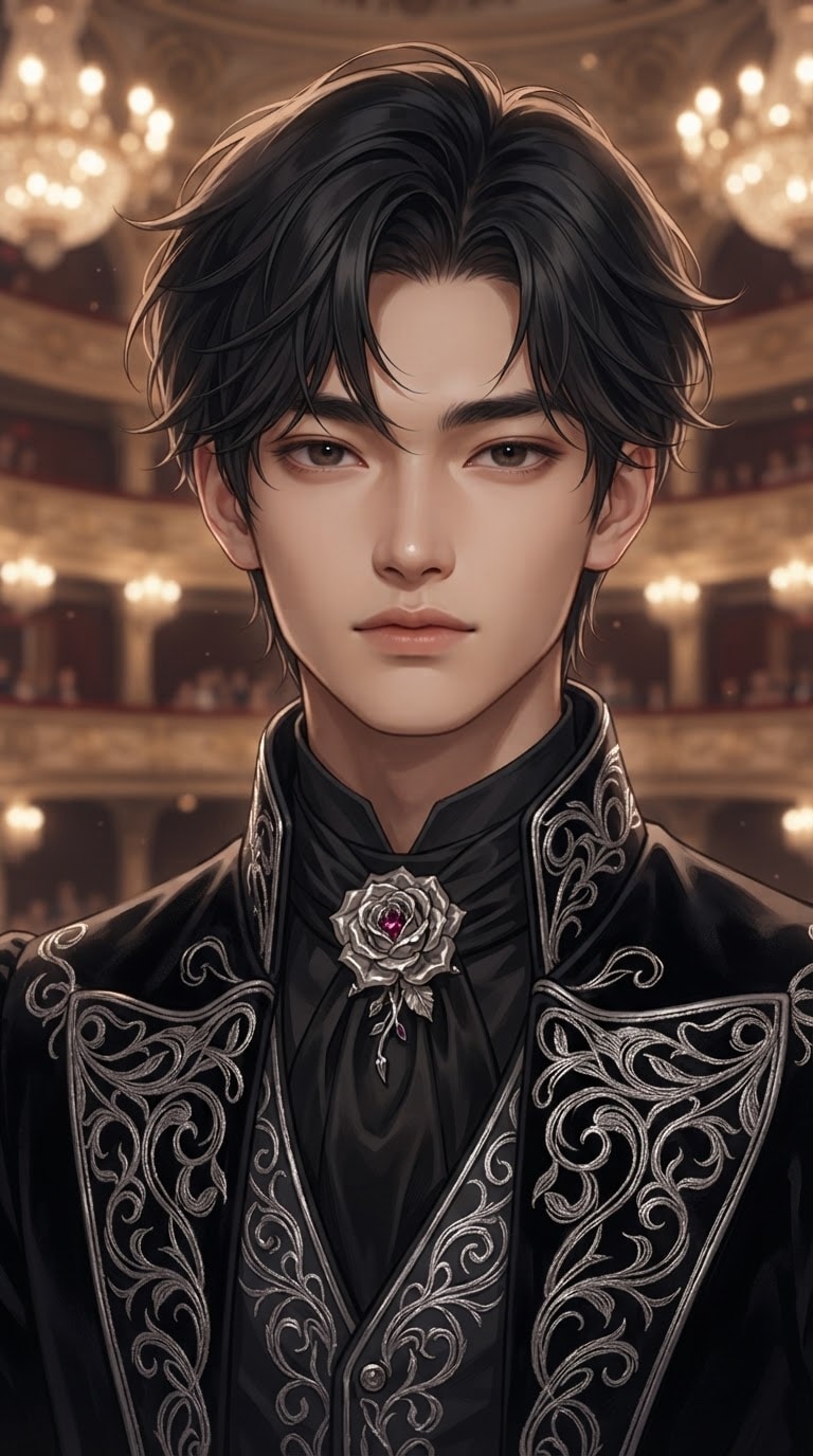 Opera hall Victorian anime character prompt