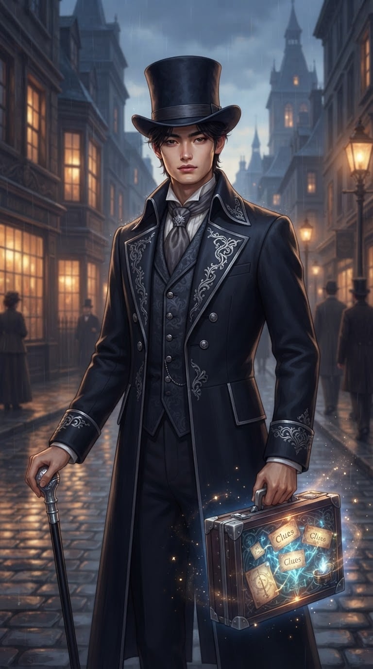 Top hat Victorian fantasy character prompt