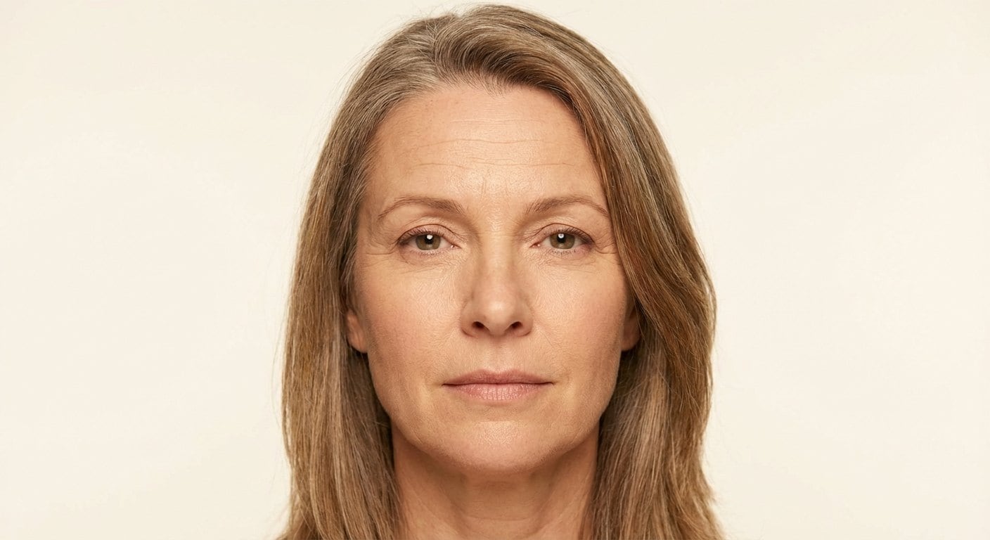 Original portrait of mature skin with fine lines before AI analysis
