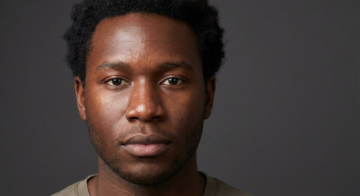 Original photo of oily skin with shiny T-zone before AI skin analysis