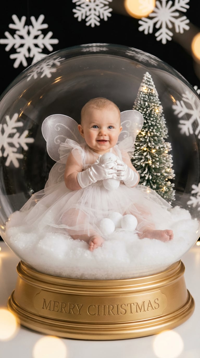Snow globe baby portrait template