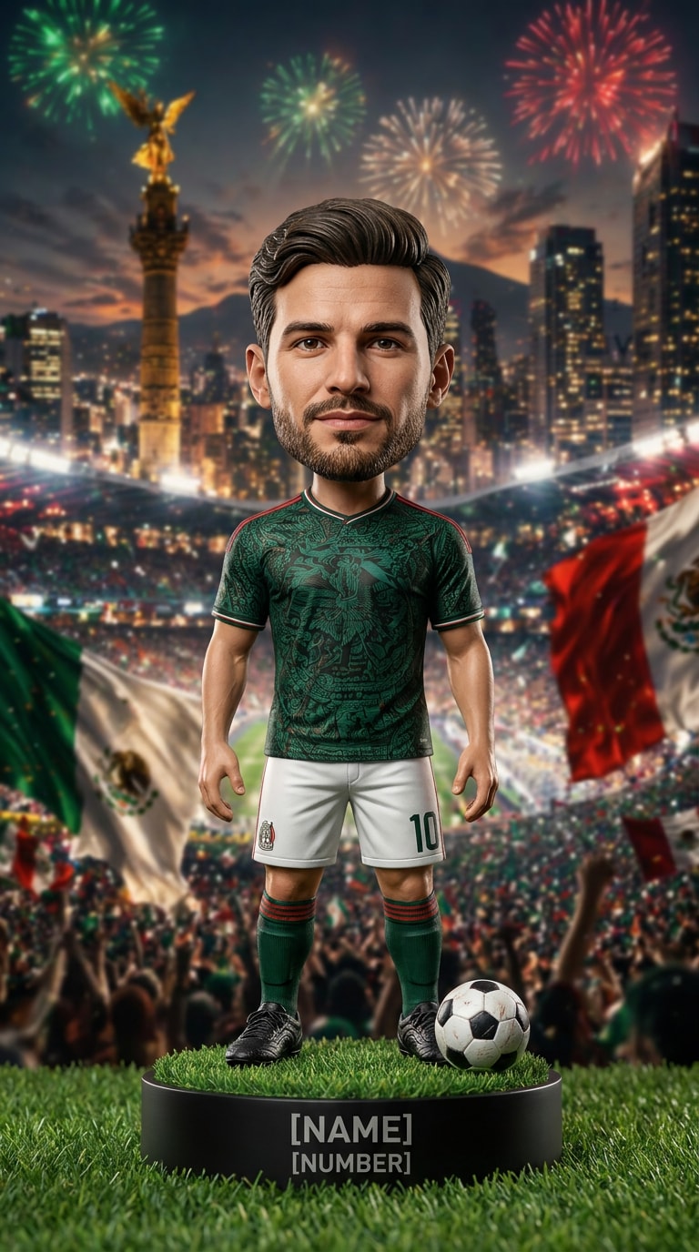 Realistic materials sports bobblehead prompt