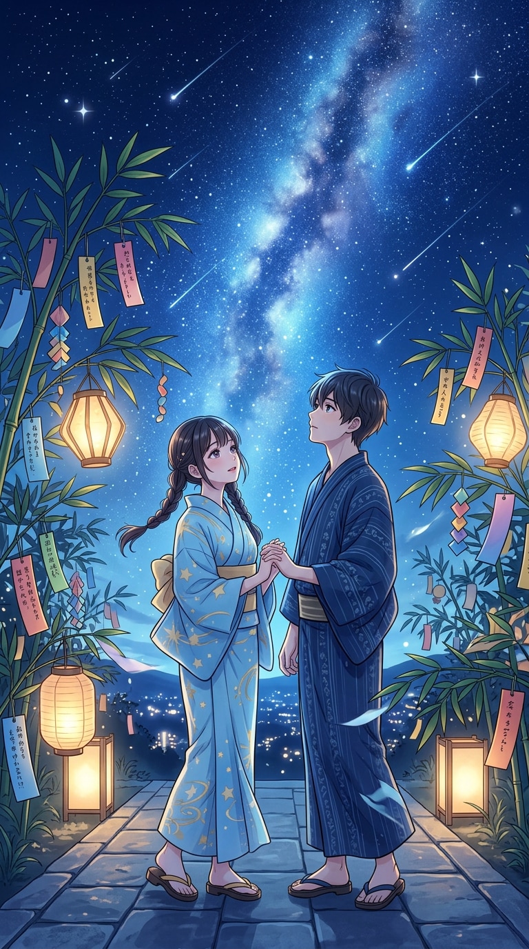 七夕アニメ風プロンプト