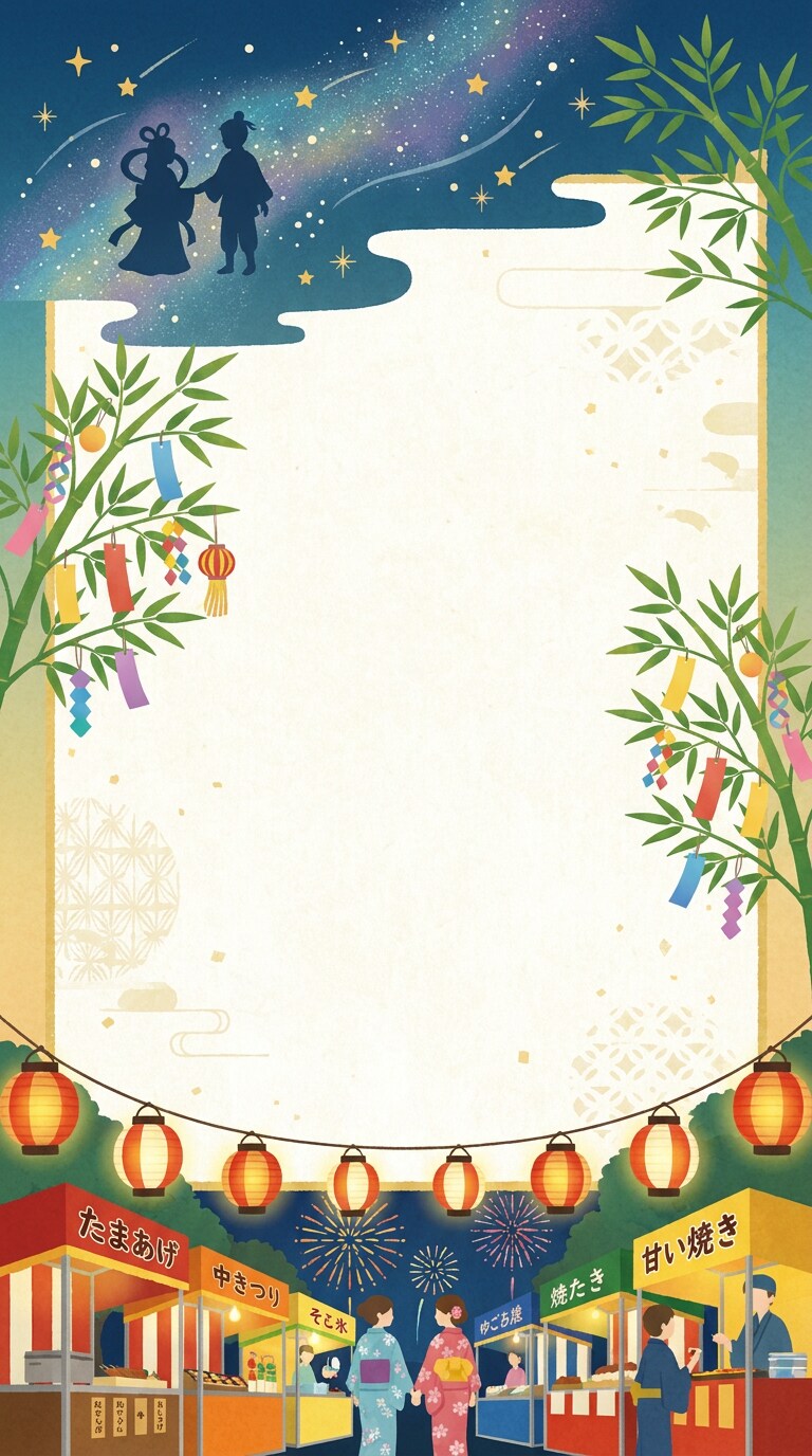 七夕イベントチラシ背景AI画像