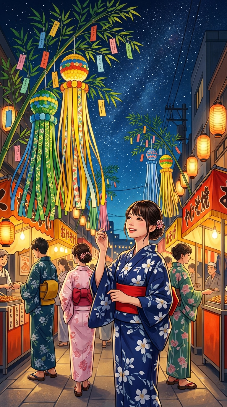 星祭り和風ファンタジーイラスト