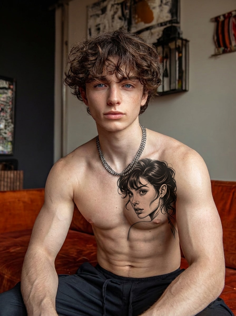 AI Tattoo Try-On Template 03 - Chest Tattoo